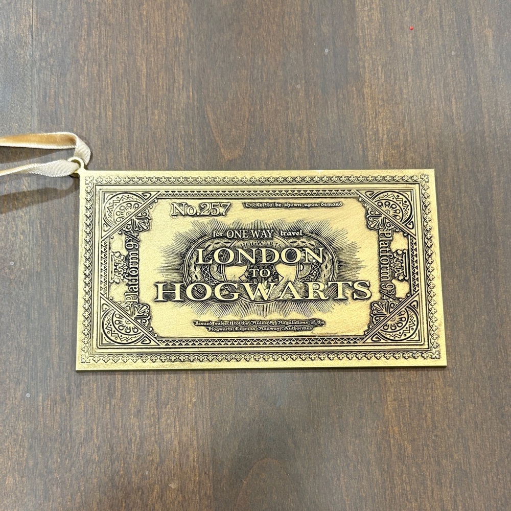 Pottery Barn Teen Gold Hogwarts Ticket Ornament